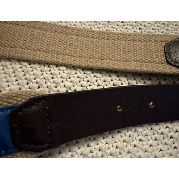 Southern Tide Canvas Brown Leather Fish Belt Men's Size 38 Blue Mahi Sword Fish - Picture 7 of 7